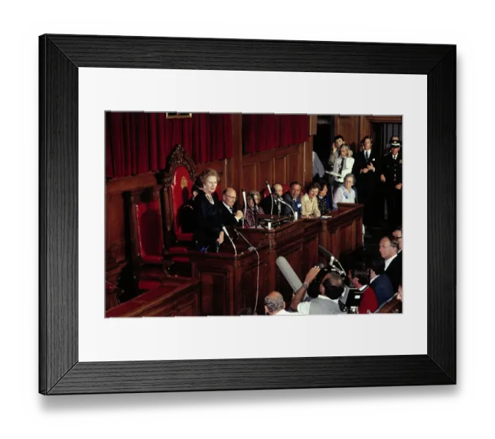 Framed Print : Margaret Thatcher Addressing Party