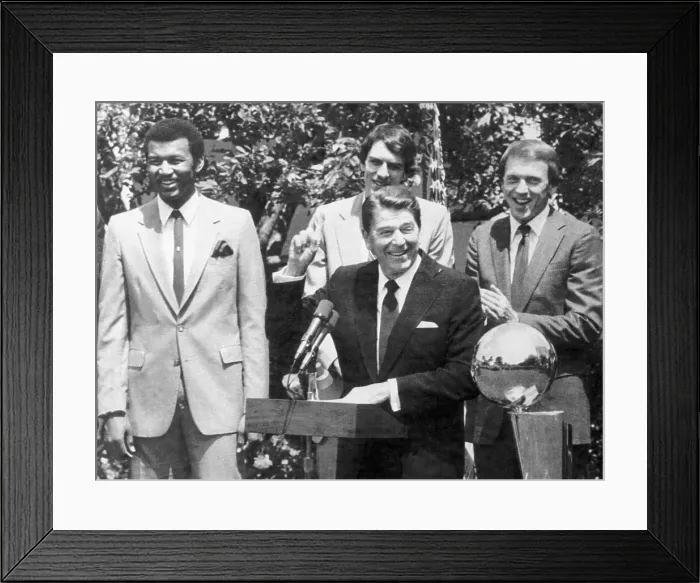 Framed Print : Ronald Reagan Honoring the 76ers