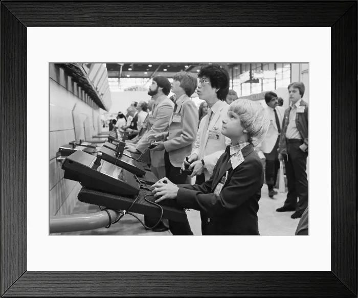 Framed Print : Video Game Columnist At Trade Show Framed Print : Video Game Columnist At Trade Show