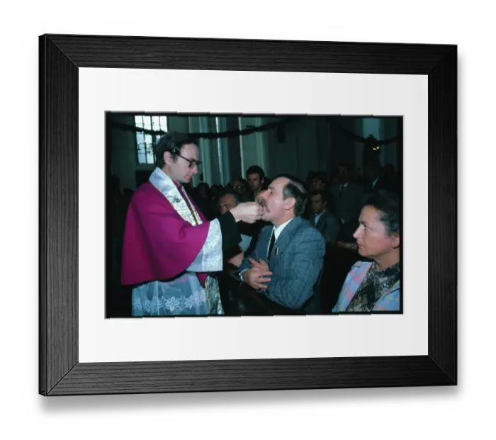 Framed Print : Lech Walesa Receiving Communion Framed Print : Lech Walesa Receiving Communion