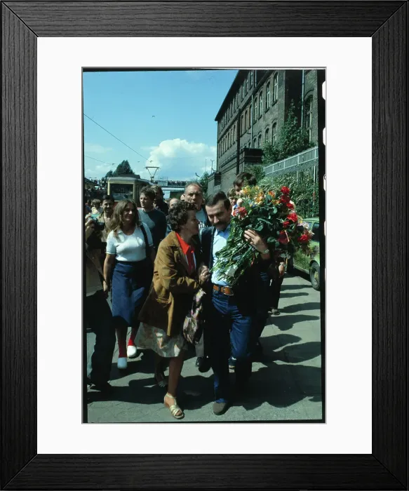 Framed Print : Lech Walesa Receiving Flowers Framed Print : Lech Walesa Receiving Flowers