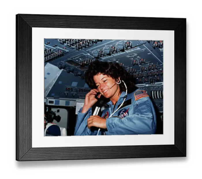 Framed Print : Sally Ride Communicating with Ground Control Framed Print : Sally Ride Communicating with Ground Control