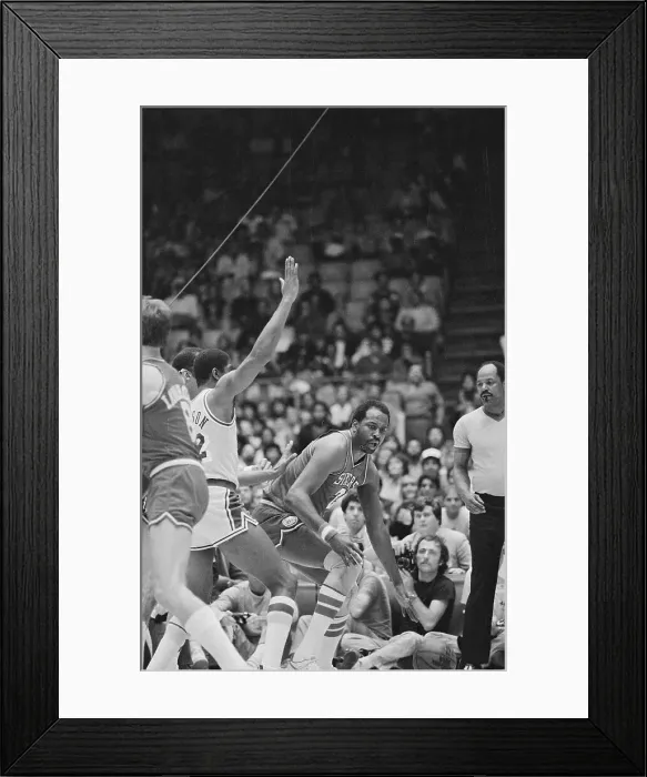 Framed Print : Moses Malone with Magic Johnson and Kareem Abdul Jabar Framed Print : Moses Malone with Magic Johnson and Kareem Abdul Jabar