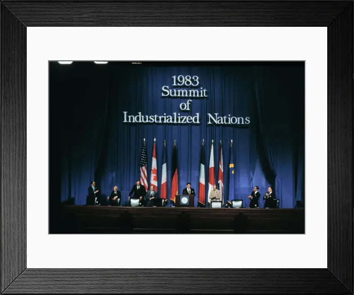 Framed Print : Ronald Reagan Speaking at Summit