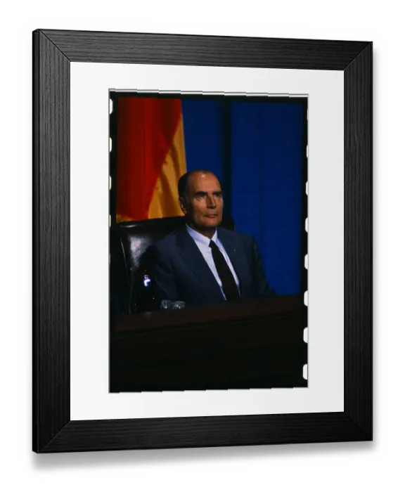 Framed Print : Francois Mitterrand Listening to Speech Framed Print : Francois Mitterrand Listening to Speech