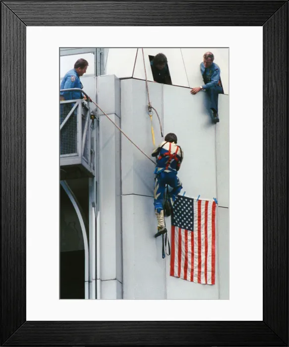 Framed Print : Dan Goodwin Climbing Twin Tower Framed Print : Dan Goodwin Climbing Twin Tower