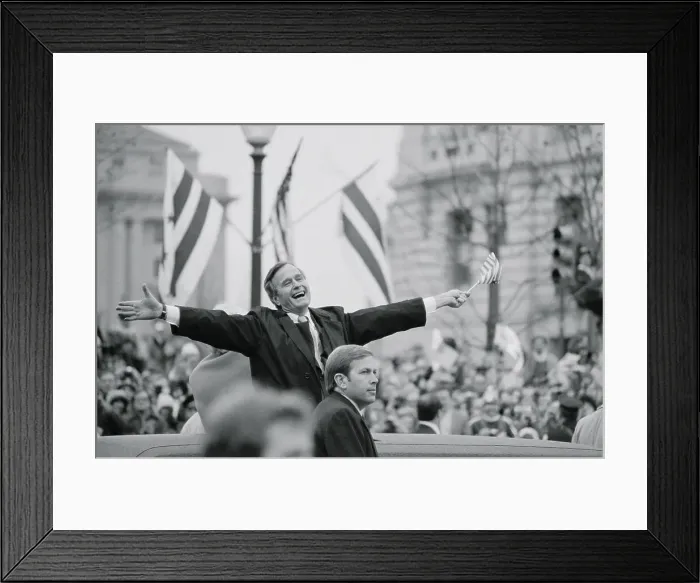 Framed Print : George Bush Waving to the Crowd Framed Print : George Bush Waving to the Crowd