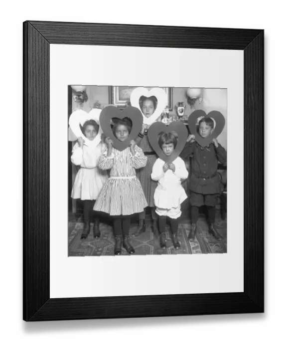 Framed Print : Children Holding Up Paper Hearts Framed Print : Children Holding Up Paper Hearts