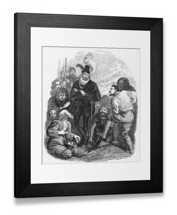 Framed Print : Sir Francis Drake at First Potato Planting Framed Print : Sir Francis Drake at First Potato Planting