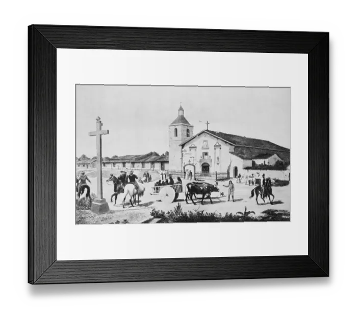 Framed Print : Painting of Mission Santa Clara de Asis in the Old Days