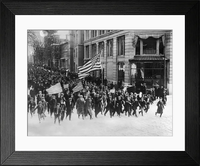 Framed Print : Striking Workers Walking To The Mill Framed Print : Striking Workers Walking To The Mill