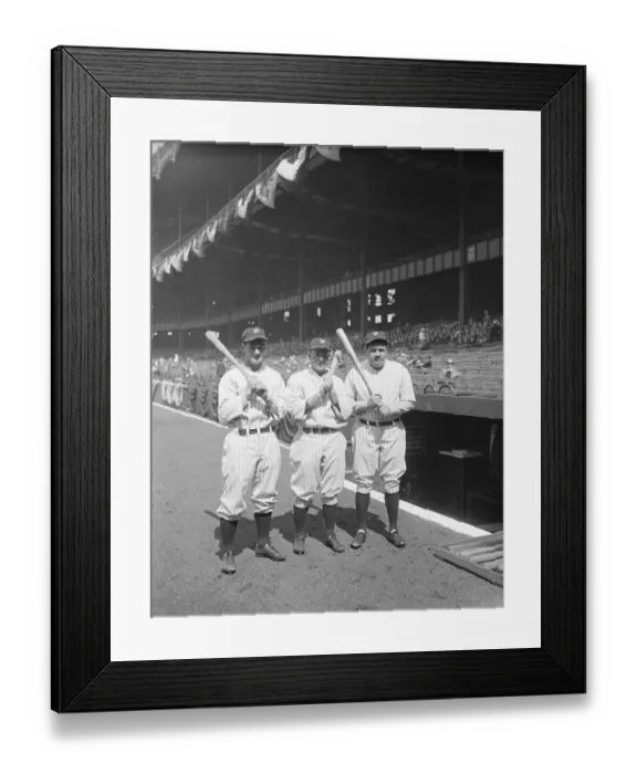 Framed Print : Babe Ruth and Teammates Posing with Baseball Bats Framed Print : Babe Ruth and Teammates Posing with Baseball Bats