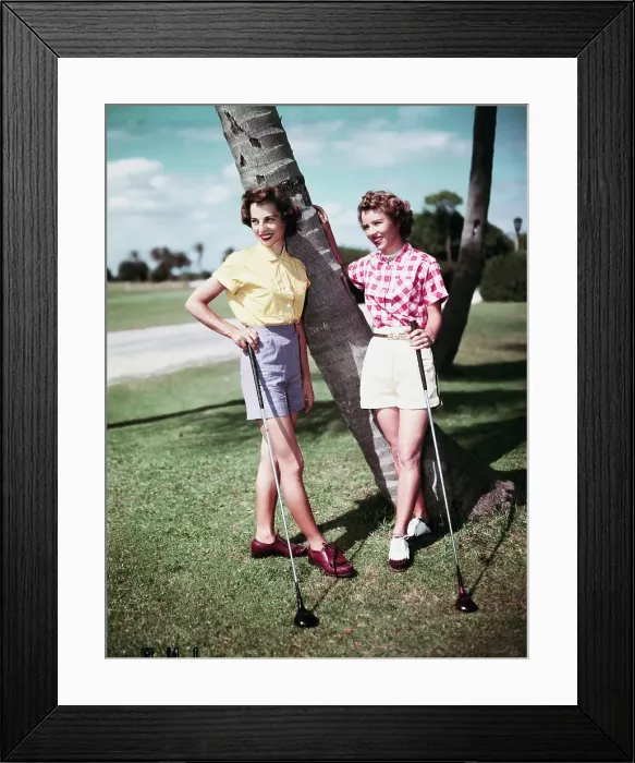 Framed Print : Golfers Alice and Marlene Bauer Framed Print : Golfers Alice and Marlene Bauer