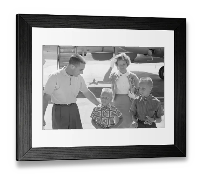 Framed Print : Virgil Grissom W / Family Hugs Son Outside Framed Print : Virgil Grissom W / Family Hugs Son Outside