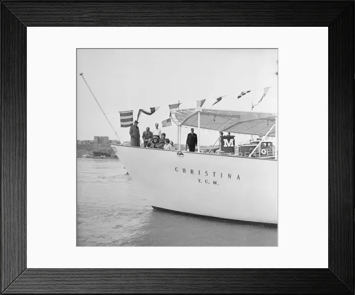 Framed Print : Winston Churchill and Aristotle Onassis Arriving on Christina Framed Print : Winston Churchill and Aristotle Onassis Arriving on Christina
