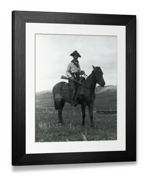 Framed Print : Cowboy on Horseback with Rifle Framed Print : Cowboy on Horseback with Rifle