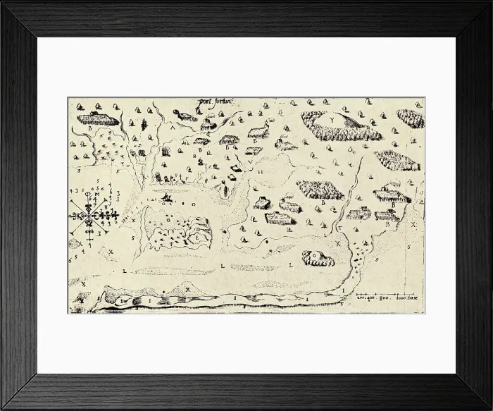 Framed Print : Map from Voyages of Samuel de Champlain Framed Print : Map from Voyages of Samuel de Champlain