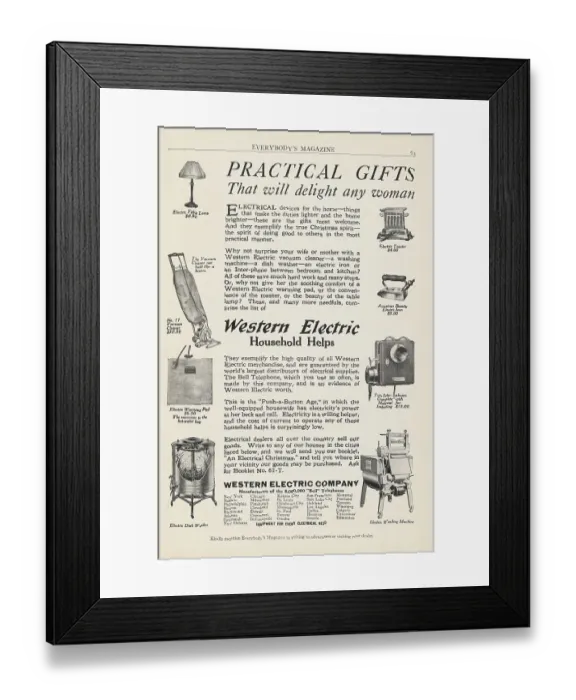 Framed Print : Advertisement for Western Electric Appliances Framed Print : Advertisement for Western Electric Appliances