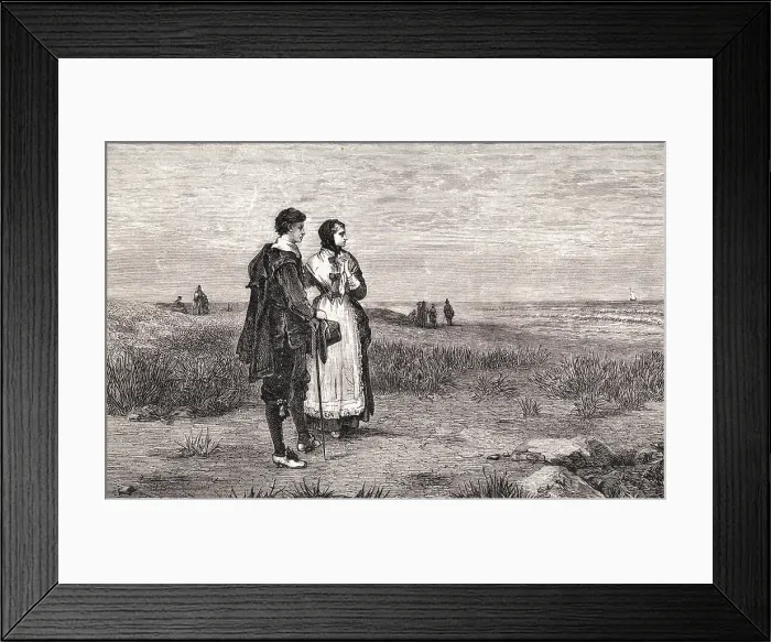Framed Print : Colonists Watching Mayflower Leave New World