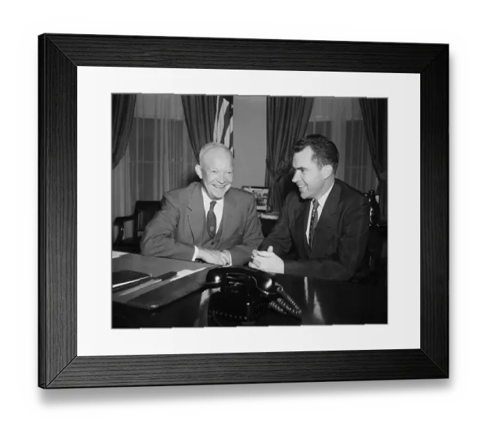 Framed Print : Dwight Eisenhower and Richard Nixon Sitting at Desk Framed Print : Dwight Eisenhower and Richard Nixon Sitting at Desk