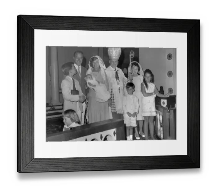 Framed Print : Peace Corp Members Having Child Christened Framed Print : Peace Corp Members Having Child Christened