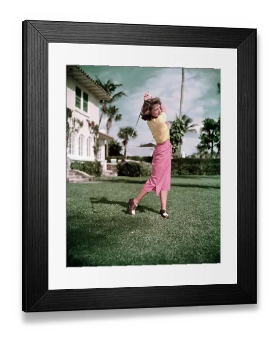 Framed Print : Marlene Bauer in Golf Swinging Stance Framed Print : Marlene Bauer in Golf Swinging Stance