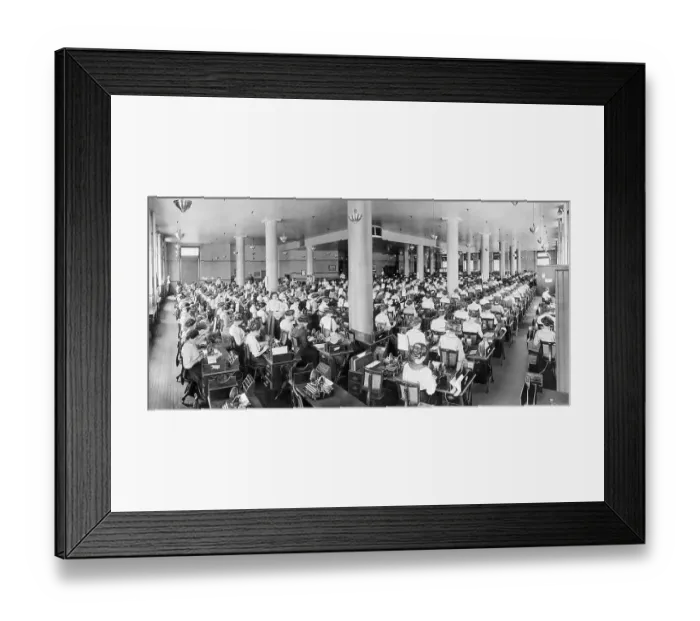Framed Print : Mail Order Office With Women At Typewriters Framed Print : Mail Order Office With Women At Typewriters