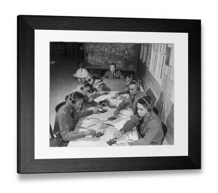 Framed Print : Military Expert and Cadets Sitting at Table Framed Print : Military Expert and Cadets Sitting at Table