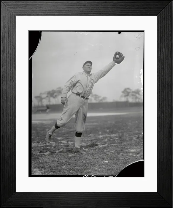 Framed Print : Baseball Player Ty Cobbs in Fielding Pose Framed Print : Baseball Player Ty Cobbs in Fielding Pose