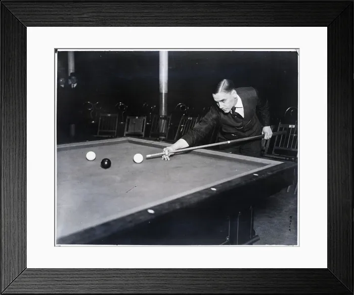 Framed Print : Pool Player Leaning Over To Take Shot Framed Print : Pool Player Leaning Over To Take Shot