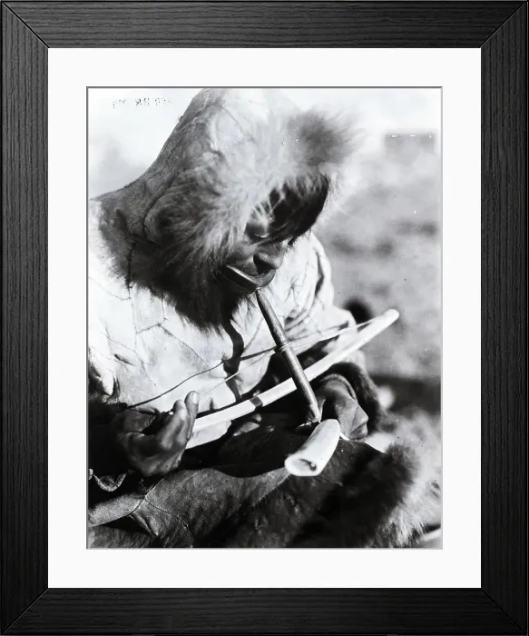 Framed Print : Eskimo Drilling Ivory Close Up Framed Print : Eskimo Drilling Ivory Close Up