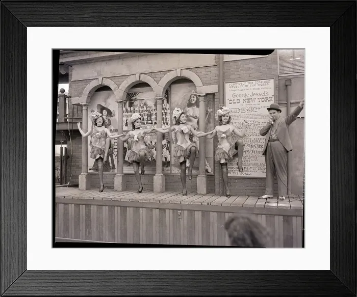 Framed Print : Show Girls Performing with Barker