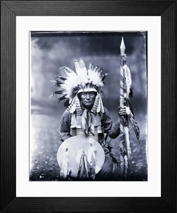 Framed Print : Chief Whirling Horse with Pole and Shield Framed Print : Chief Whirling Horse with Pole and Shield