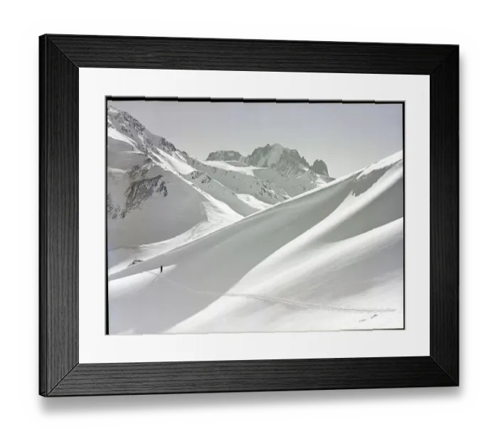 Framed Print : Lone Skier Shadowed by Mont Blanc Framed Print : Lone Skier Shadowed by Mont Blanc