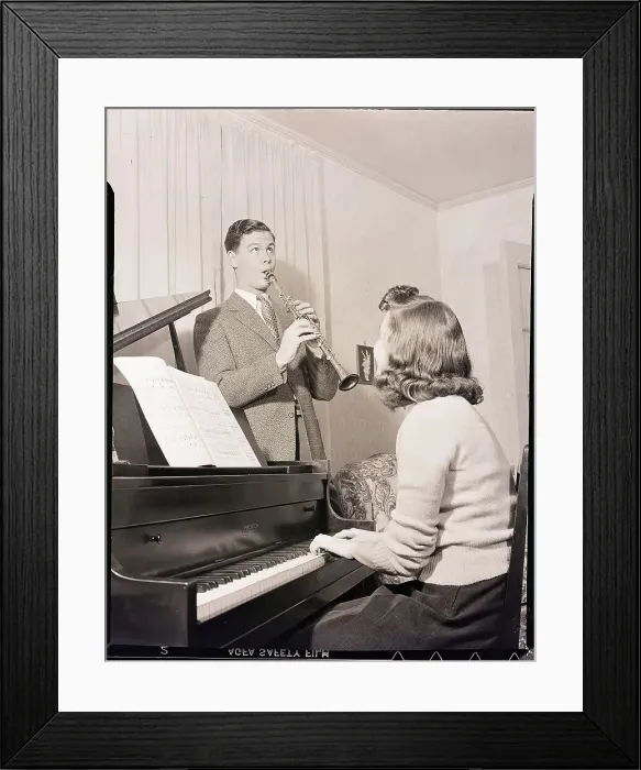 Framed Print : Boy and Girl Playing Instruments Framed Print : Boy and Girl Playing Instruments