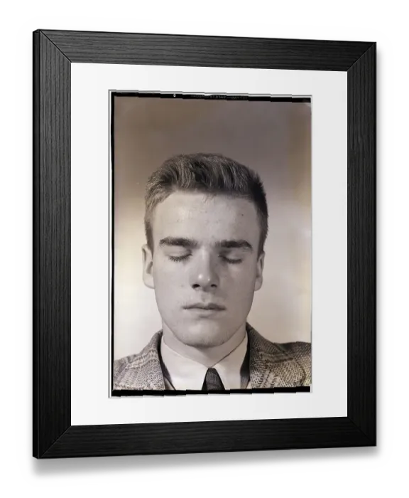 Framed Print : Young Man with Eyes Closed Framed Print : Young Man with Eyes Closed