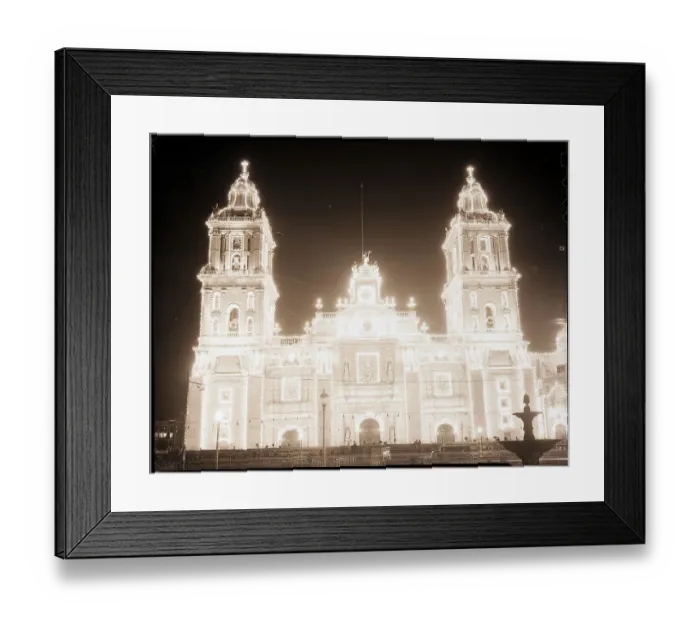 Framed Print : Mexican Temple Lighted For Celebration Framed Print : Mexican Temple Lighted For Celebration
