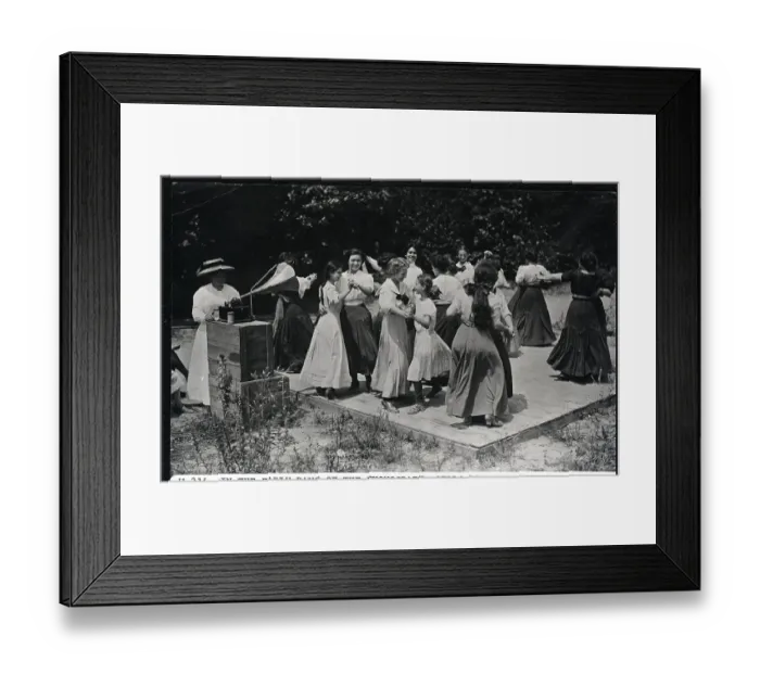Framed Print : Girls Dancing To New Phonograph Framed Print : Girls Dancing To New Phonograph