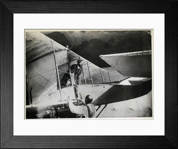 Framed Print : Henri Farman Examining Bi-Plane Framed Print : Henri Farman Examining Bi-Plane