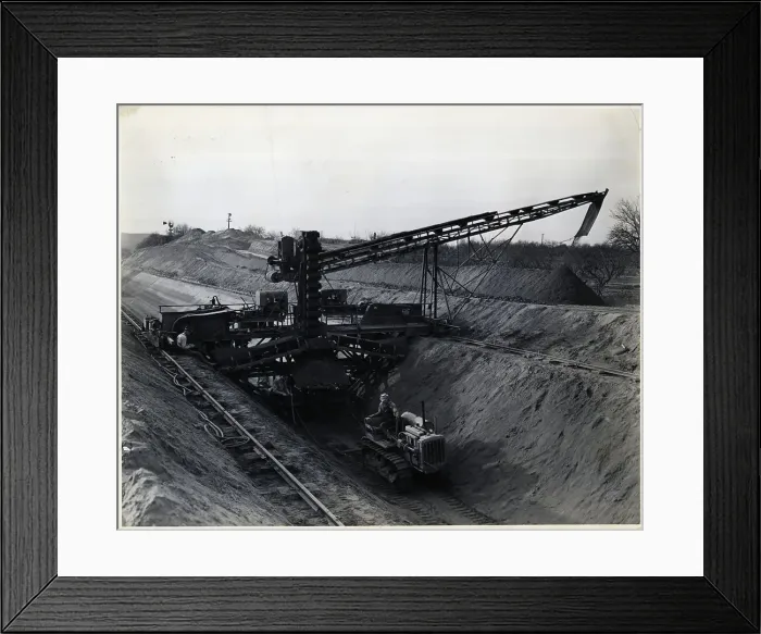 Framed Print : Machine Smoothing Side Of Canal In Progr Framed Print : Machine Smoothing Side Of Canal In Progr