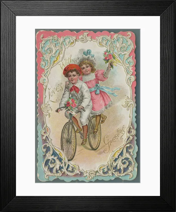 Framed Print : Boy and Girl Riding Bicycle Framed Print : Boy and Girl Riding Bicycle