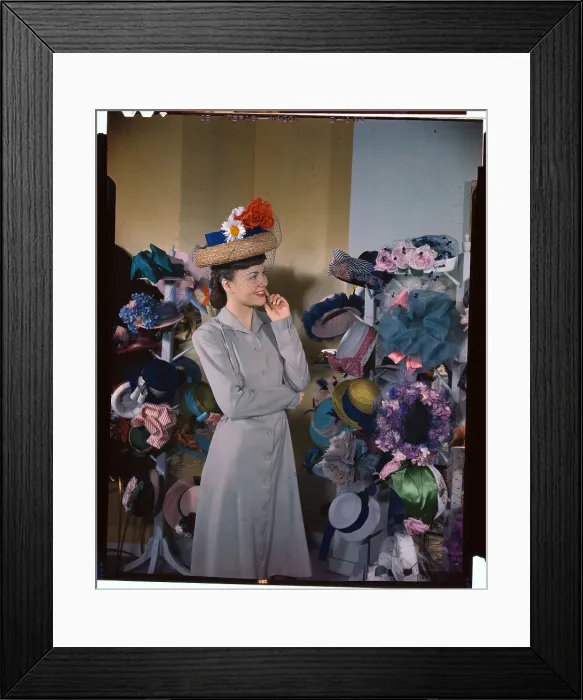 Framed Print : Powell McDonald Standing Before Hat Display Framed Print : Powell McDonald Standing Before Hat Display