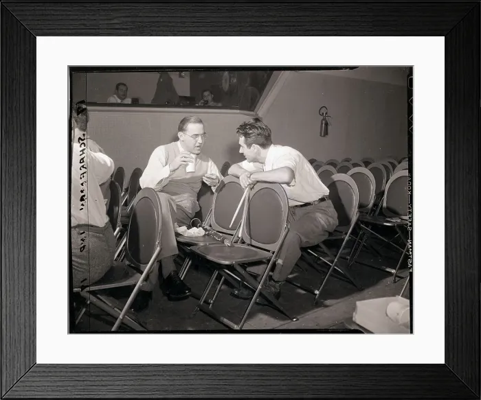Framed Print : Benny Goodman Takes Break with Gene Krupa Framed Print : Benny Goodman Takes Break with Gene Krupa