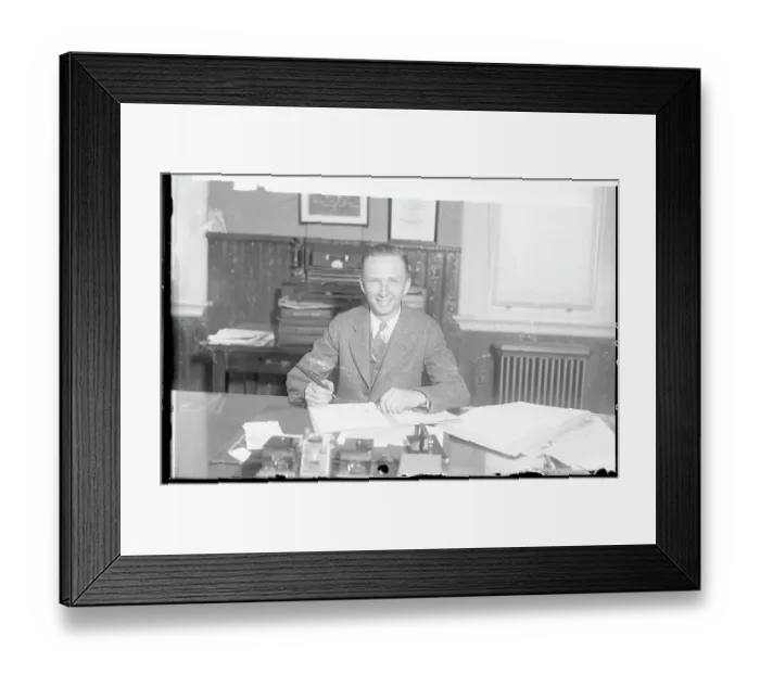 Framed Print : Mr. Clarence Chamberlain at His Desk Framed Print : Mr. Clarence Chamberlain at His Desk
