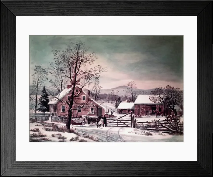 Framed Print : New England Winter Scene after George Henry Durrie Framed Print : New England Winter Scene after George Henry Durrie