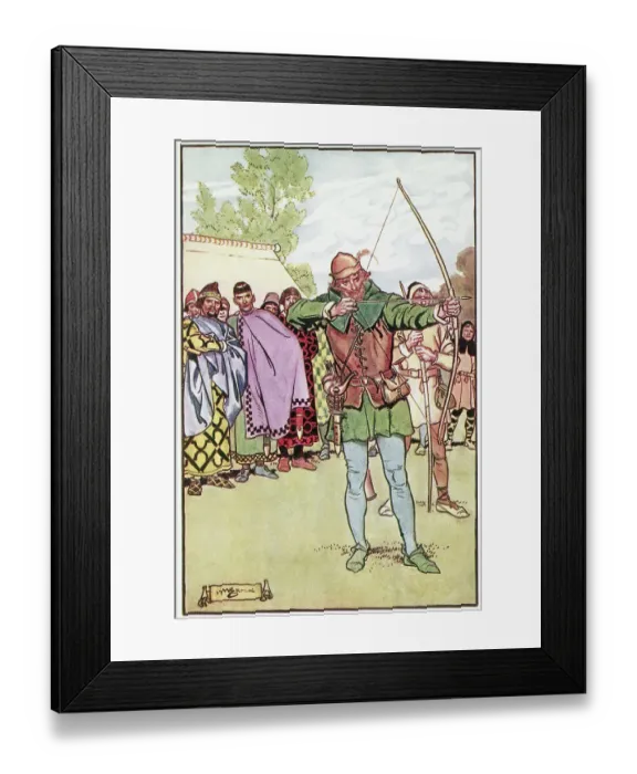 Framed Print : Color Wash Drawing Robin Hood Takes Aim Framed Print : Color Wash Drawing Robin Hood Takes Aim