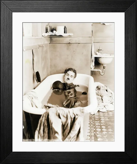 Framed Print : Chaplin Sleeping in Bathtub in Pay Day Framed Print : Chaplin Sleeping in Bathtub in Pay Day