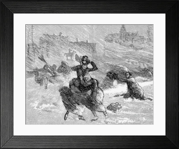 Framed Print : People in Union Square During Blizzard, 1888