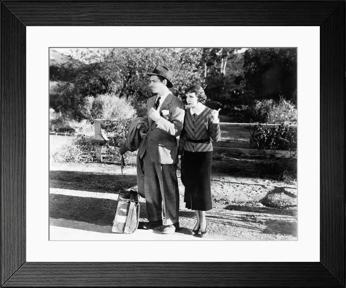 Framed Print : Colbert, Gable Hitchhike In Movie Scene Framed Print : Colbert, Gable Hitchhike In Movie Scene