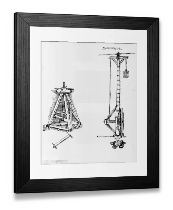 Framed Print : Drawing Based on Two Construction Devices by Leonardo da Vinci Framed Print : Drawing Based on Two Construction Devices by Leonardo da Vinci